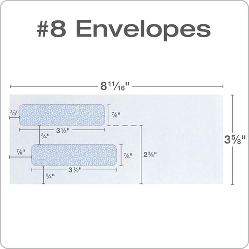 Quality Park #8 Double Window Security Envelopes - for QuickBooks Checks, Redi-Strip Self Seal, 500 Count