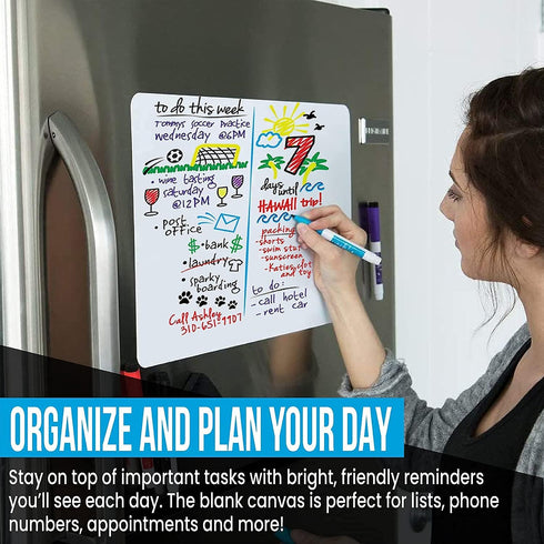 Cinch! Magnetic Whiteboard for Fridge - 29 x 21 Inch Stain-Resistant Dry Erase Board with Markers and Eraser