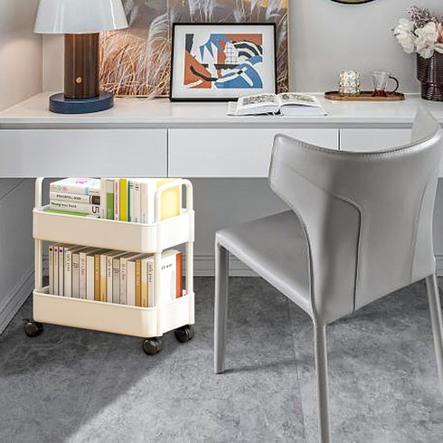 Erice 2 Cart Organizer, Rolling Storage Cart, Bookcase with Wheels Tiers Strong Load Bearing Capacity Durable and Long