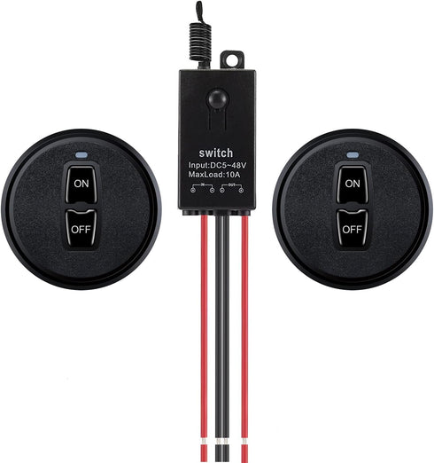 Meskliu 12V Wireless Mini Remote Control Switch, DC 12V/24V/48V/10A Relay with 328FT Long