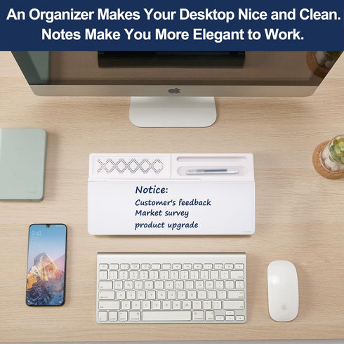 Small Glass Desktop Whiteboard, Dry-Erase Board with Aromatherapy and Desk Organizers for Office