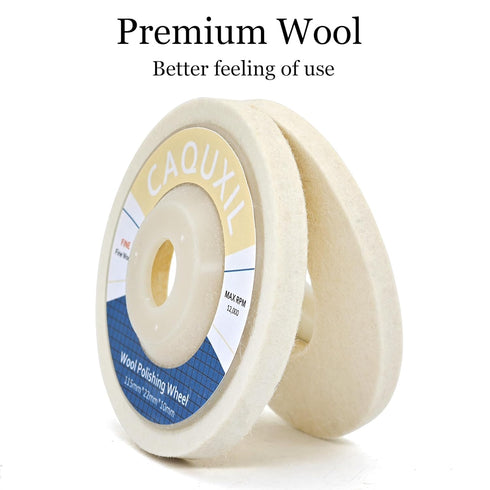 5PCS Wool Polishing Wheel Disc 4.5" x 7/8" for Angle Grinder, Buffing Wheel for Metal Marble Glass