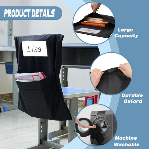 6 20"x17", k-2, PCS Chair Pockets for Classroom Seat Sacks for Classroom Chairs Student Chair Pockets with Name Tag