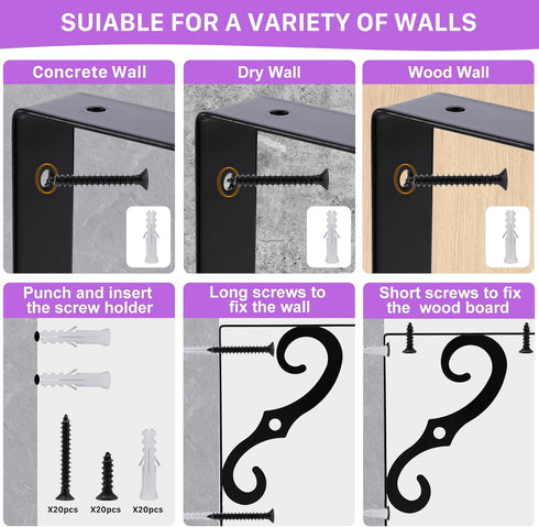 Jeffbaubl 10 Pack 7.4 Inch Decorative Shelf Brackets, L Shape Wall Mounted Shelf Support, Heavy Duty Metal Corner Brace