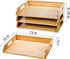 Okllen 3 Pack Stackable Paper Trays, Bamboo Desk Letter Tray Set for A4 Paper, Magazine, Office Supplies