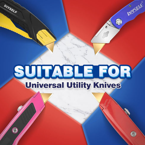 100 Pack Sk2 DIYSELF Utility Knife Blades, Steel Box Cutter Blades with Dispenser, Heavy Duty Utility Blades for Razor