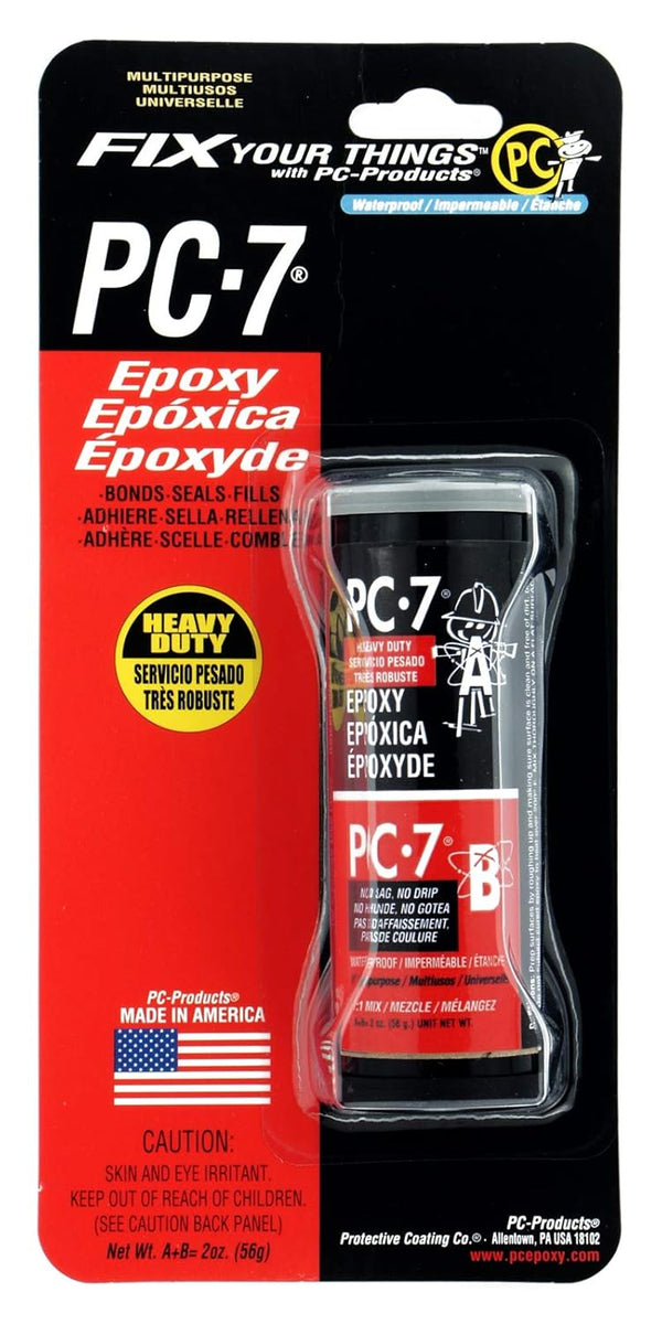 PC Products PC-7 Epoxy Adhesive Paste, Two-Part Heavy Duty, 2oz in Two Jars, Charcoal Gray