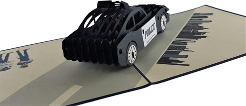 iGifts And Cards Police Car 3D Pop-Up Greeting Card, 6" x 6", Thoughtful Gift for Cops, First Responders