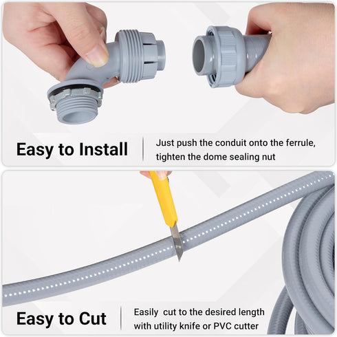 Neoaider 3/4 Inch 25FT 5 5 Liquid Tight Conduit and Connector Kit, Flexible Non Metallic Electrical Conduit