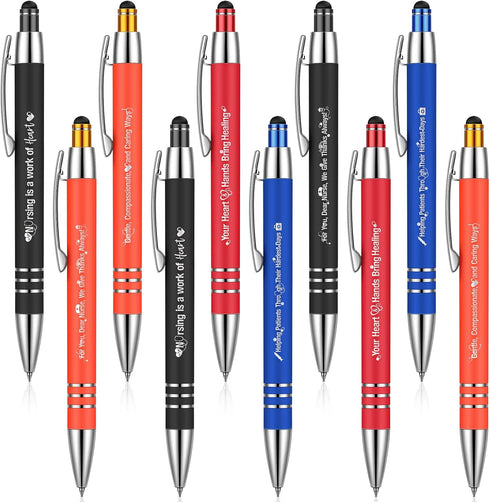 Jetec 10 Pcs Funny Nurse Ballpoint Pen with Stylus Tip, Bulk Gifts for Nurses Appreciation, Black Ink