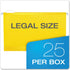 Pendaflex Extra Capacity Reinforced Hanging Folders - Legal Size, Yellow, 2", 25/BX