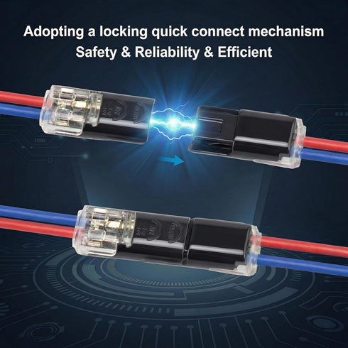 CMLY 20Pcs 2 Double Wire Plug in Connector, Pin LED Light Strip Low Voltage Connector with Locking Buckle, Quick