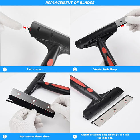 16''-58'' 6" 10 (068-pro) EHDIS Extenble Razor Blade Scraper, Long Handle Wide Blade Scraper Tool with Double-Edge