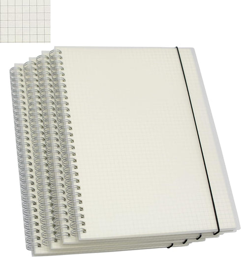 Yansanido Spiral Notebook, 4 Pcs, 10.1 Inch x 7.6 Inch B5, Thick Plastic Translucent Frosting, 80 Sheets