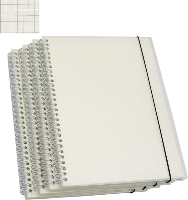 Yansanido Spiral Notebook, 4 Pcs, 10.1 Inch x 7.6 Inch B5, Thick Plastic Translucent Frosting, 80 Sheets