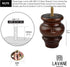 La Vane 3.5 Inch 9cm 4PCS M8 / Classic Bun Feet, Solid Wood Furniture Legs with Bolt & Mounting Plates, Small Size