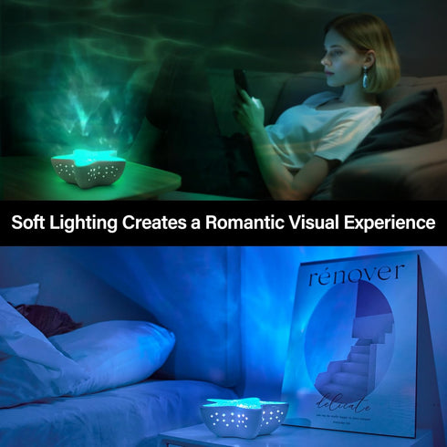 AmmToo Northern Lights Projector, Ocean Wave Shower Light Projector Light for Bathroom Classroom, Galaxy Night Light