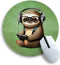Funny Green Round Mouse Pad, Cute Sloth Computer Mousepad with Stitched Edge, Office Supplies Gift