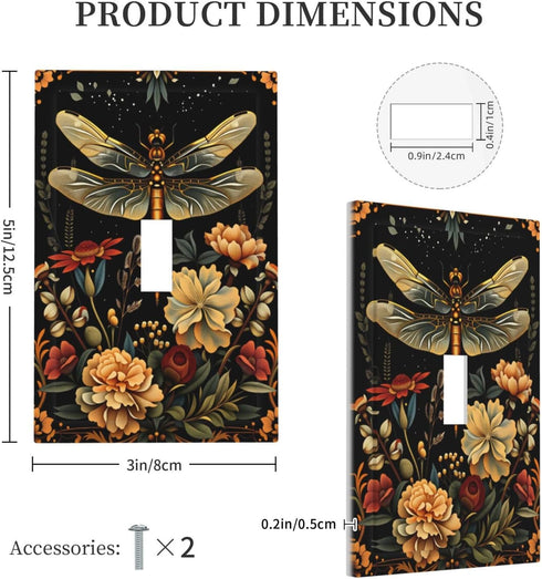 Sturin 1 3X5 Vintage Dragonfly Wall Plate Light Switch Cover Gang Single Toggle Toggle Switch Art Plates