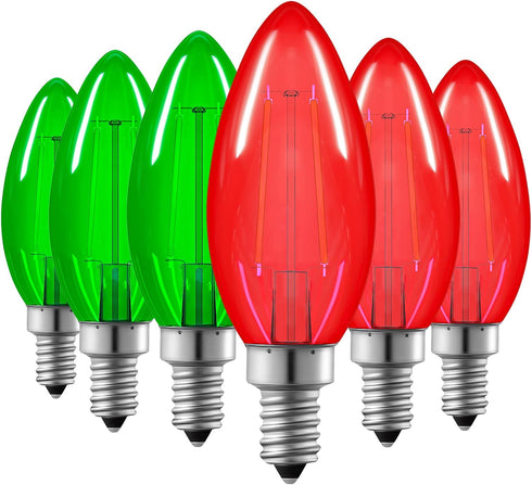 EDISHINE St.Patrick's Day/Easter Decorations C35 Red & Green Dimmable LED Filament Light