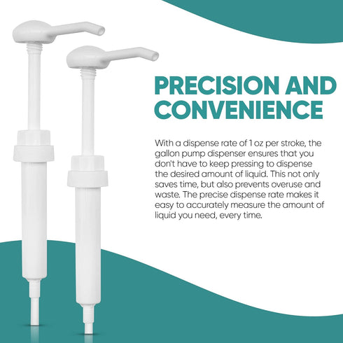 Gallon Pump Dispenser - 1 Ounce Per Stroke for Plastic or Glass Bottles – Heavy-Duty Leak Proof (Pack of 2)