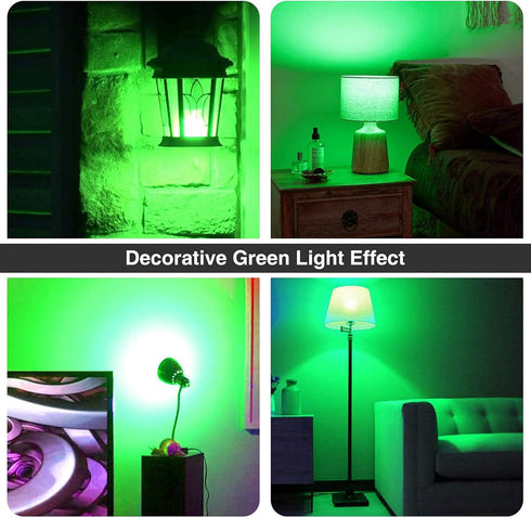 Green Light Bulb, 9W 800LM LED A19 E26 Base, Outdoor Decorative Holiday Light Bulbs, 3-Pack