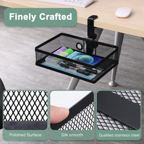 ROSYLINE Drawer Under Desk Storage Organizer, Clamp on Hanging Desk Storage, Black