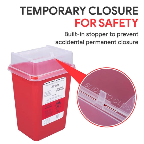 Alcedo Sharps Container for Home Use, 1 Quart (3-Pack), Biohazard Needle and Syringe Disposal, Portable