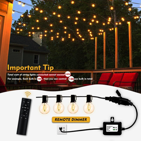 120W(Max) Dimmer 100FT Remote Timer Function Plug in for All Outdoor String Lights, Patio Lights, Led Lamp, Lamp