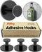 Round Adhesive Hooks for Hanging Towels, Clothes, Keys, and Robes, Black, 4 Pack