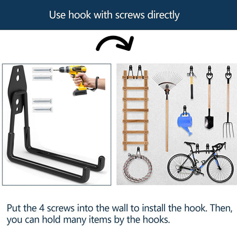 Large Heavy Duty Magnetic Hooks, Utility Hooks for Garden Tools, Steel Pegboard, Anti-Scratch EV Charger Holder