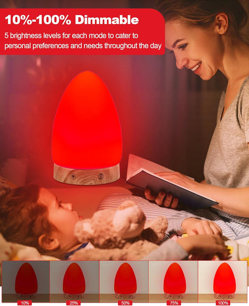 670nm Red Light Night Light Lamp for Sleep, Red Nightlight Desk Lamp with Zero Blue Light Multi-Color and Brightness
