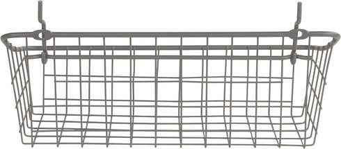 Spectrum Pegboard & Wall Mount Wire Basket Small, Industrial Gray Storage Organizer for Garage and Crafts