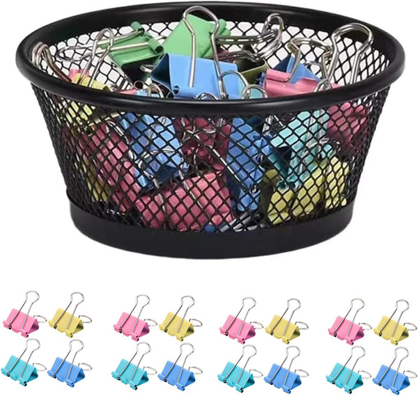 Binder Clips - 48 Pcs 1 Inch Paper Binder Clips with Holder for Desk, Medium Paper Clamps for Office Home
