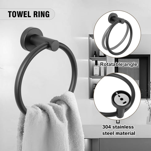 AGKXHDEC 5-Piece Set, Set Set Towel Racks for Bathroom, Stainless Steel Bathroom Accessories Bathroom Towel Holder Wall