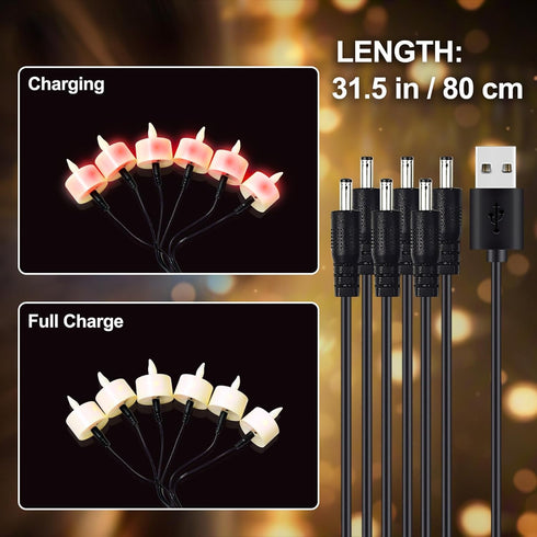 6pcs 50+Hours HL Rechargeable Battery Candles with Remote Timer, Rechargeable Tea Lights Candle, LED Votive Tea Lights