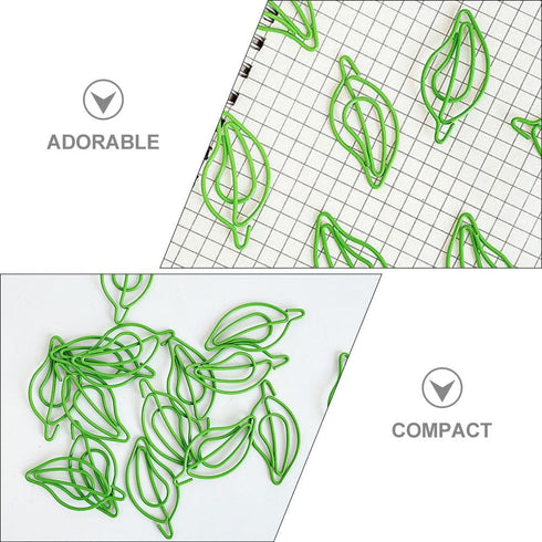 TEHAUX 30pcs Mini Paper Clips, Leaf Paper Clip, Small Stationery Clips, Office Paperclips, Bookmark Clip