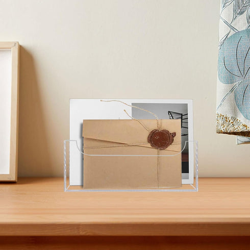 Mail Holder for Table, Acrylic Letter Holder Box for Desk or Wall Mount, Mail Organizer Countertop, Clear by Weiai