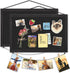 Miratino 2pcs Pin Board, 16"x11" Black Linen Cork Boards with Frame for Home Kitchen School Office Decor