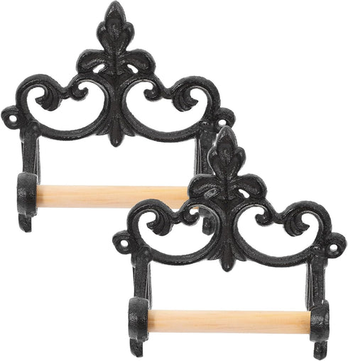 Lurrose Vintage Rustic Wall-Mounted Toilet Paper Holder with Shelf, Cast Iron Farmhouse