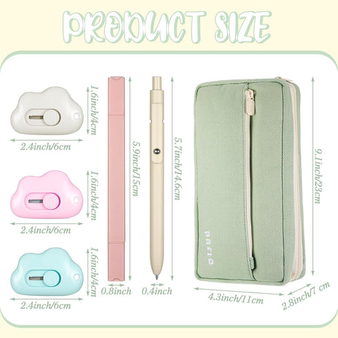 Ctosree 25 Pcs Aesthetic School Supplies, Big Capacity Pencil Case, 6 Pcs Cute Pastel Highlighters, 5 Pcs Retractable