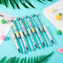 Beadthoven 12pcs DIY Beadable Pens with Hawaiian Flower Plastic Beads and Assorted Tropical Summer Beads for Office