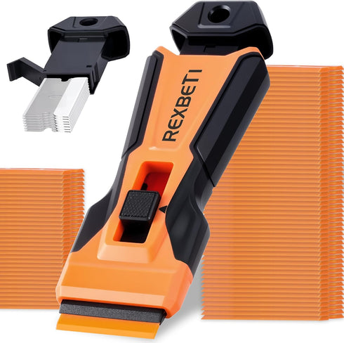 REXBETI Razor Blade Scraper Tool, 1 Pack Razor Scraper with Extra 157Pcs