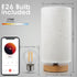 Small Bedside Night Table Lamp for Bedroom, Minimalist Nightstand Lamp with Round Fabric Linen Shade for Kids Room