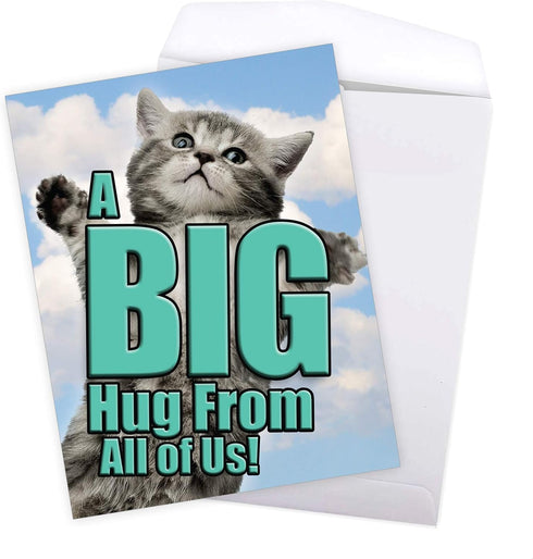 NobleWorks Jumbo Get Well Card - 8.5 x 11 Inch Cat A Big Hug from All of Us, Hospital, Sick J6614AGWG-US