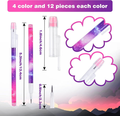 Kolewo4ever Galaxy Stackable Pencil Outer Space Multi Point Pencils Non Sharpening Pop up Pencil with Matching Eraser Teacher Supplies for Classrooms, Student Reward, Galaxy Party Favors by Kolewo4ever