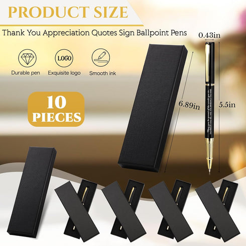 PerKoop 10 Pcs Thank You Gifts Inspirational Ballpoint Pens with Gift Boxes, Motivational Quote Pen Bulk Appreciation