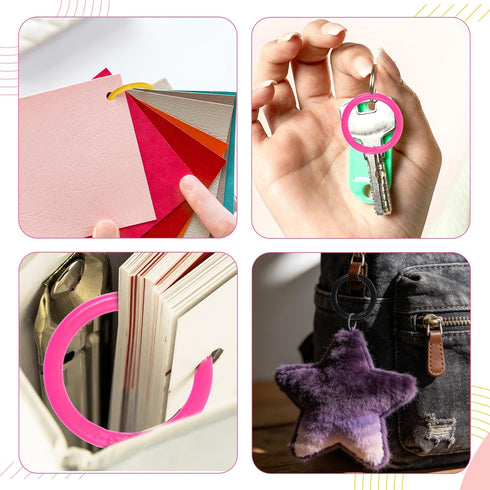 Xyembu 50 (10 Pcs Loose Leaf Binder Rings, Plastics Notebook Paper Ring, Colorful Book Rings, Binder-Rings for Flash