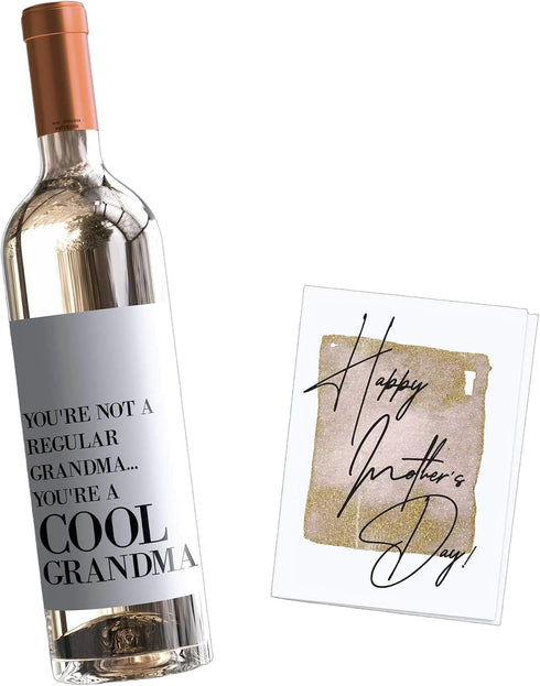 Funny Mother's Day Custom Wine Label & Card - Grandmother Inspired Bottle