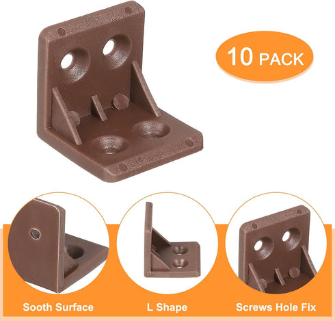 10Pcs uxcell Plastic Corner Braces, L Shape Corner Bracket, Right Angle Corner Support Brace, Shelf Board Holder